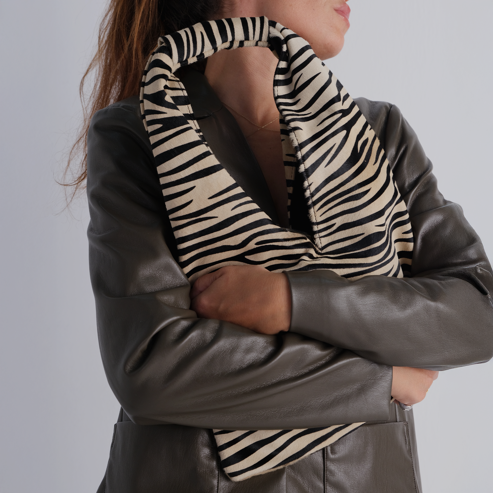 Mini V in Zebra Print Calfskin